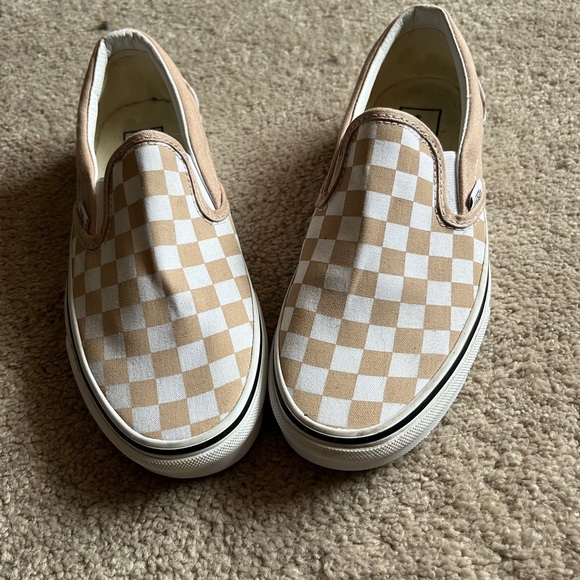 Vans Shoes - NWOT Vans Pastel Pink Checked Slip on Canvas Shoes